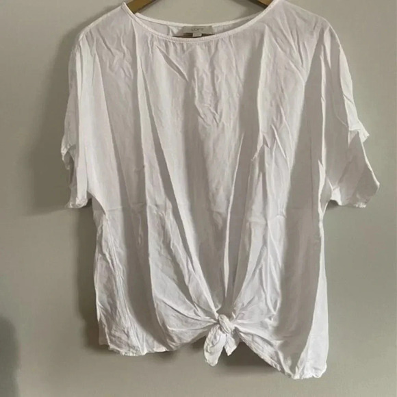 LOFT White Front Tie Knot T Shirt - Picture 5 of 7